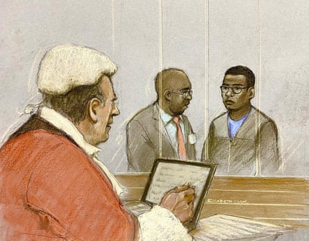 A court sketch of Ibrahima Bah.