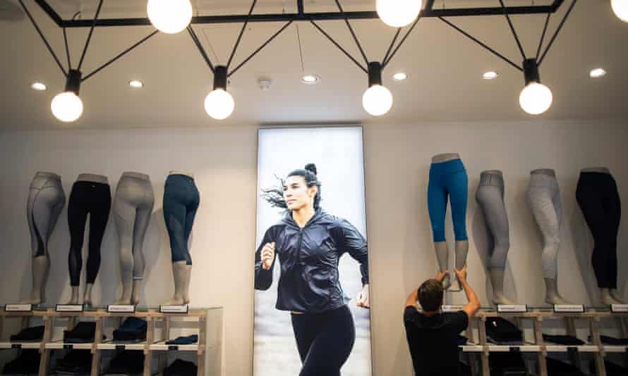 Inside the Regent Street exit of Lululemon in London.
