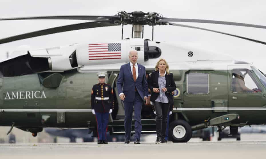 Joe Biden with first lady, Jill Biden, at Dover air force base, Delaware