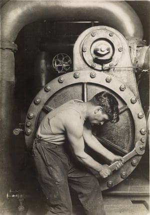 Powerhouse mechanic, circa 1921In one of Hine’s most famous images, he emphasizes machinery and musculature. ‘The visual appeal of the photo is rather direct and stunning,’ Daile Kaplan, vice-president of photographs at Swann galleries, told The Hot Bid. ‘It has harmony, it has visual balance, and at the same time, he positions the worker in a way that he’s controlling the machine. It reflects a new visual vocabulary that addresses the machine age, but it privileges the person with the machine’
