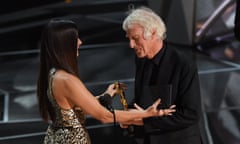 Last chance to see … Roger Deakins wins the 2018 cinematography Oscar. TV viewers won’t see this year’s recipient honoured.