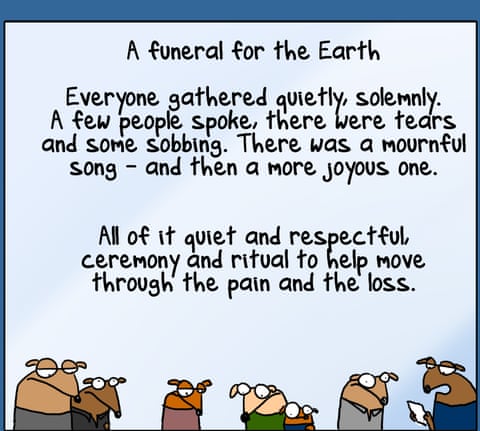 Cartoon by First Dog on the Moon titled Funeral of Earth, panel 2