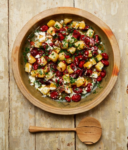Yotam Ottolenghi’s buttery roasted kohlrabi with lots of garlic and tomatoes.