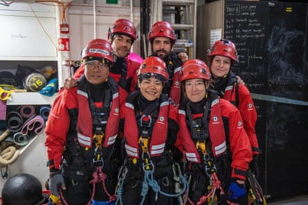 Greenpeace activists before going to board and occupy the Shell platform.