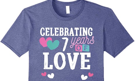 T-shirt with the words 'Celebrating 7 years of love'