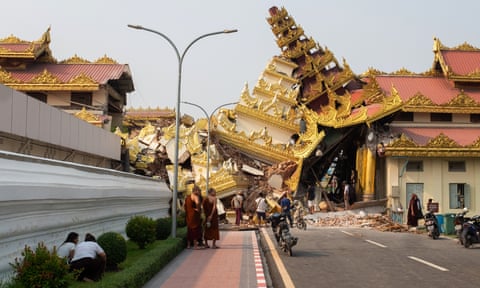 The collapsed Maha Myat Muni pagoda in Mandalay after Myanmar was hit by an earthquake.