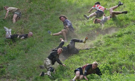 Participants in the men’s downhill race.