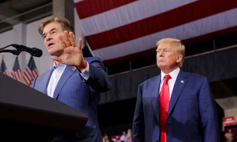 Dr Oz with Donald Trump at a rally in Wilkes-Barre, Pennsylvania in early September.