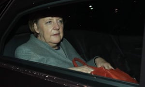 German Chancellor and leader of the German Christian Democrats (CDU) Angela Merkel departs overnight after preliminary coalition talks collapsed following the withdrawal of the Free Democratic Party (FDP).