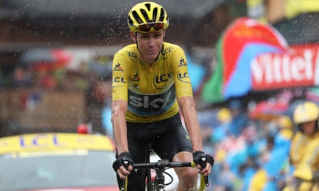 Bid smile from Chrisr Froome as he crosses the finish line.