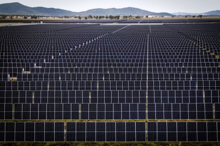 A field full of dark solar energy panels