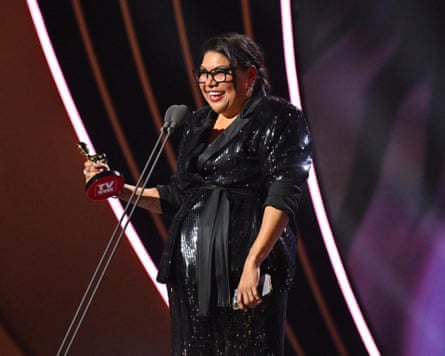Deborah Mailman accepts the Logie Hall of Fame award.