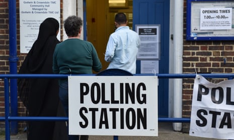People at a polling station.