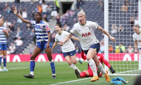 Beth England celebrates after scoring Tottenham’s opening goal