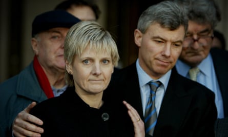 Solicitor Sally Clark outside the high court with her husband Stephen.