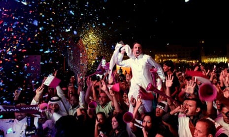 Crowds in Doha celebrate in December 2010 after Qatar was awarded the 2022 World Cup