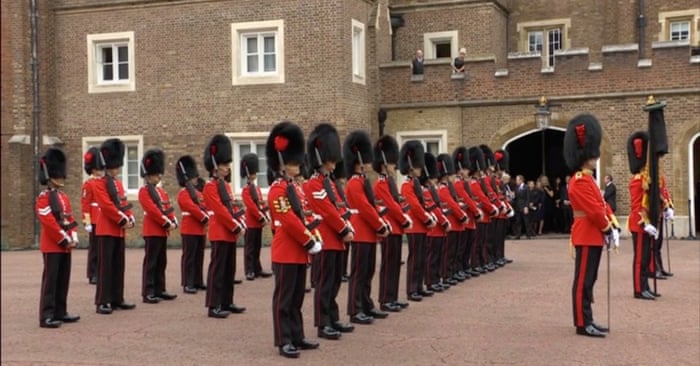 Guards at the Friary Court outside St James's Palace.