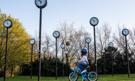 The ‘Zeitfeld’ (Time Field) clock installation by Klaus Rinke in Dusseldorf, Germany