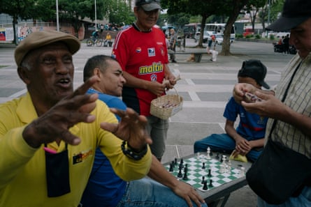 Chess players in the El Valle neighbourhood of Caracas on Thursday.