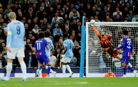 Maghnes Akliouche scores the fourth goal past Gianluigi Donnarumma.