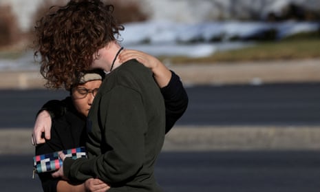 Mourners outside Club Q in Colorado Springs in the wake of the nightclub shooting on Saturday night.