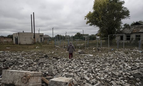 A view of the damaged school due to airstrike as Russia-Ukraine war continues in Balakliya, Kharkiv Oblast, Ukraine on September 13, 2022. Russian forces withdrew from the Balakliya.
