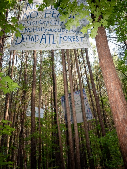 Signage installed by anonymous Atlanta Forest Defenders inside the South River Forest in Atlanta, Georgia, on 5 June 2022.