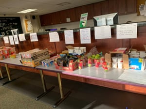 A selection of food available in quarantine on a military base in San Diego, California.