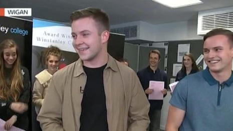 'Win or lose, we're on the booze': students open A-Level results live on air – video