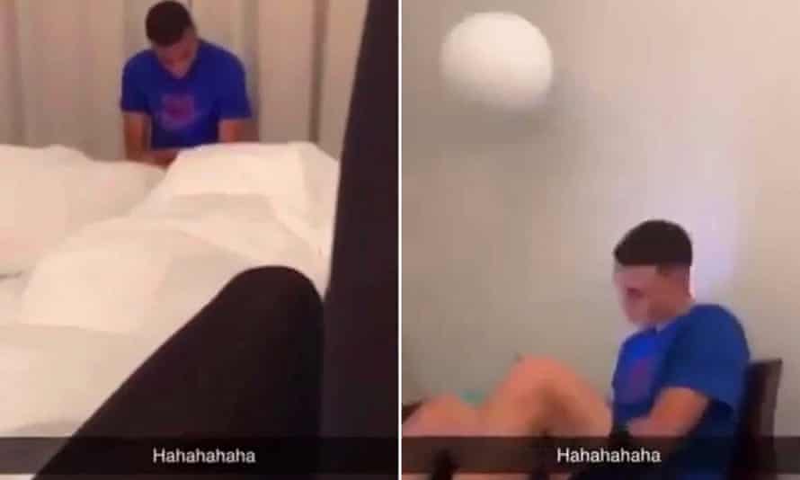 Images taken from Snapchat which appear to show Phil Foden and Mason Greenwood.