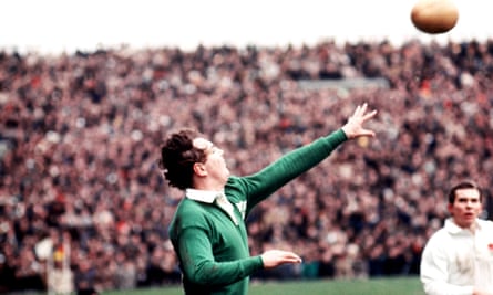Tony O’Reilly playing for Ireland against England in the Five Nations Championships in 1970.