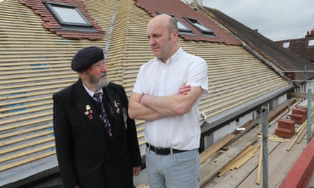 Garry Moore and his father Stan outside the unfinished extension.