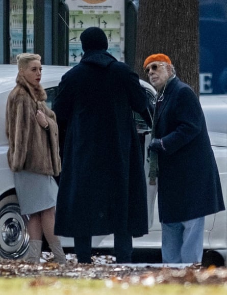Aubrey Plaza, Adam Driver and Coppola on the set of Megalopolis.