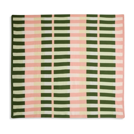 Habitat Midcentury Knitted Throw - Pink & Green- 125x150cm
