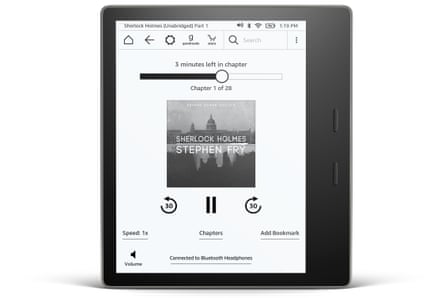 The Audible integration means Kindle Oasis users can listen to audiobooks via Bluetooth headphones or speakers.