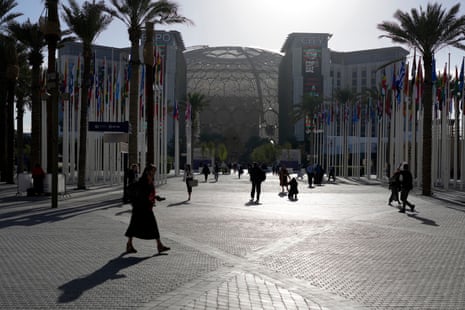 The first few delegates arriving at the Al Wasl Dome at Expo City, the venue for the talks.