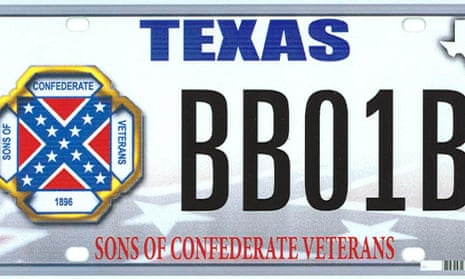 The design of a proposed “Sons of the Confederacy” Texas state license plate.
