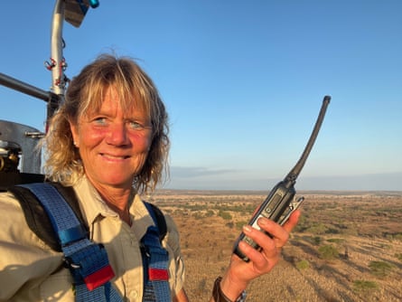 Record-breaking balloonist Allie Dunnington a selfie snapped over Tarangire National Park in Tanzania in 2025