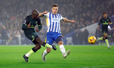 Yoane Wissa puts the ball in the back of the net but later has his goal disallowed during the Premier League match between Brighton and Brentford