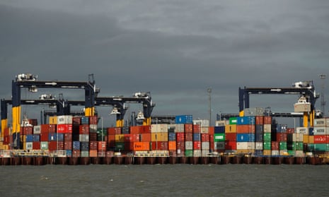 Containers at the port of Felixstowe in Suffolk
