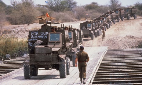 South African troops pulling out of Angola in 1988.