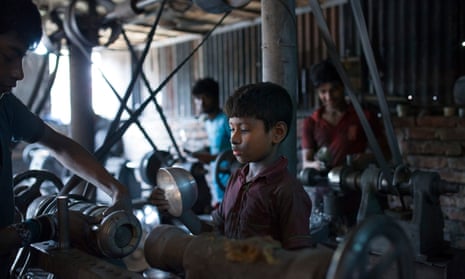If child labour was wrong in the London of the 1820s, what makes it right in the Dhaka of the 2010s? Above, children working at an aluminium utensils factory in Dhaka, Bangladesh. 