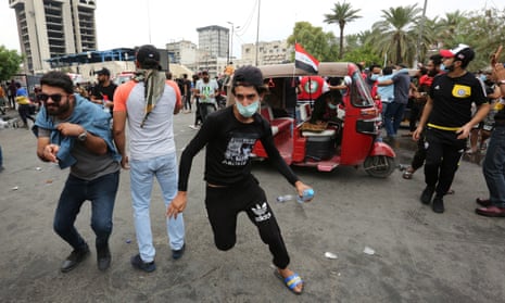 Anti-government protesters in Baghdad, 25 October 2019.