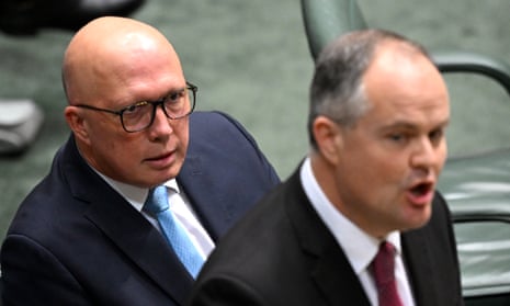 Opposition leader Peter Dutton and shadow energy minister Ted O’Brien. 