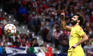 Champions League - Group B - Atletico Madrid v Liverpool<br>Soccer Football - Champions League - Group B - Atletico Madrid v Liverpool - Wanda Metropolitano, Madrid, Spain - October 19, 2021 Liverpool's Mohamed Salah celebrates scoring their third goal REUTERS/Sergio Perez     TPX IMAGES OF THE DAY