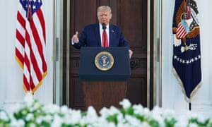 Trump speaks to reporters from White House steps
