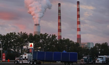 Emissions spew from a coal-fired generating station in Newburg, Maryland on 10 October 2017.