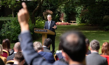 Sir Keir Starmer during his speech and press conference in the Rose Garden at 10 Downing Street, 27 August 2024.