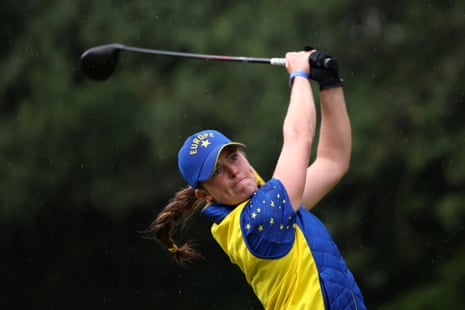 Mimi Rhodes of Team Europe tees off on the fifth hole.