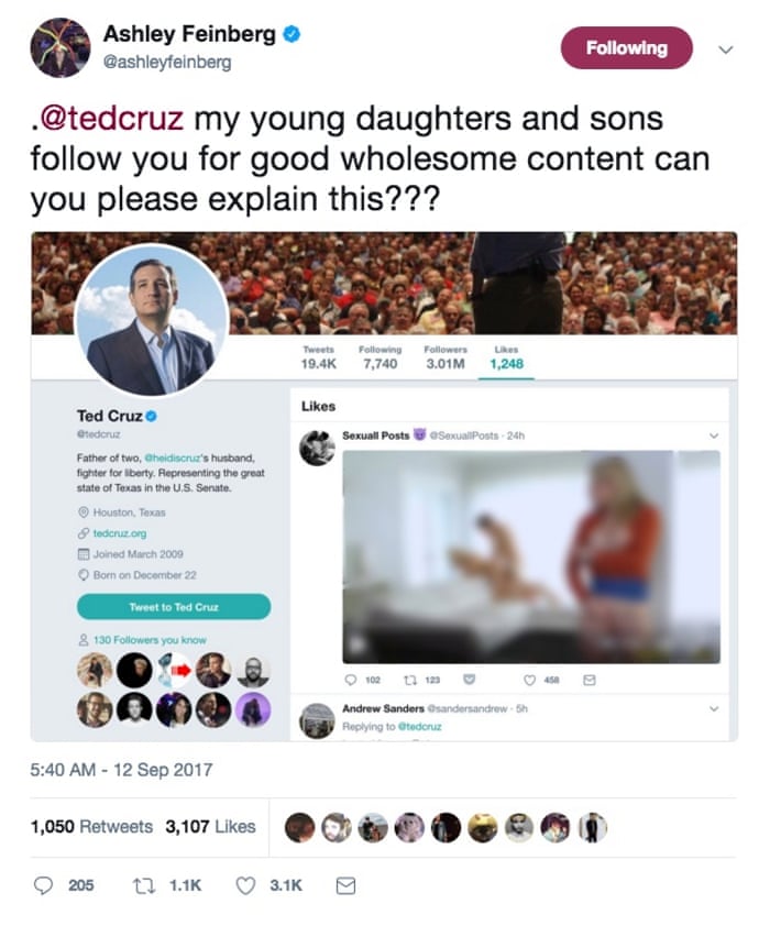 Incest Porn Website - Ted Cruz Twitter account 'likes' pornographic tweet | US ...